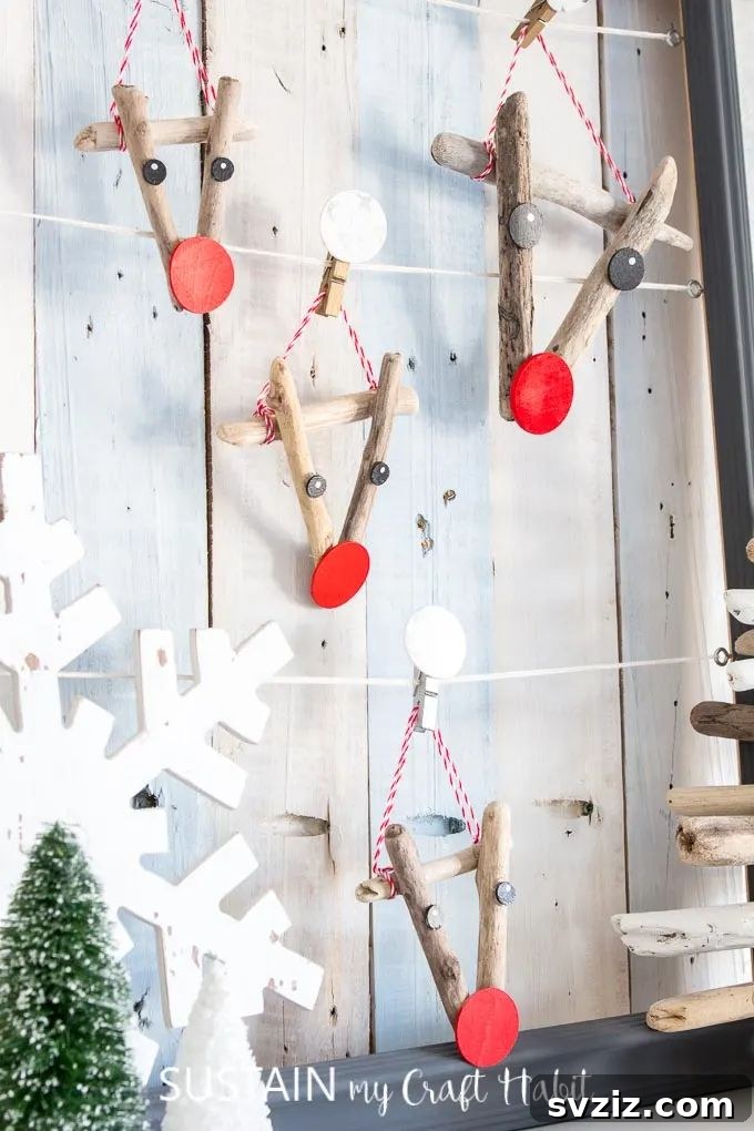 Reindeer Driftwood Ornaments