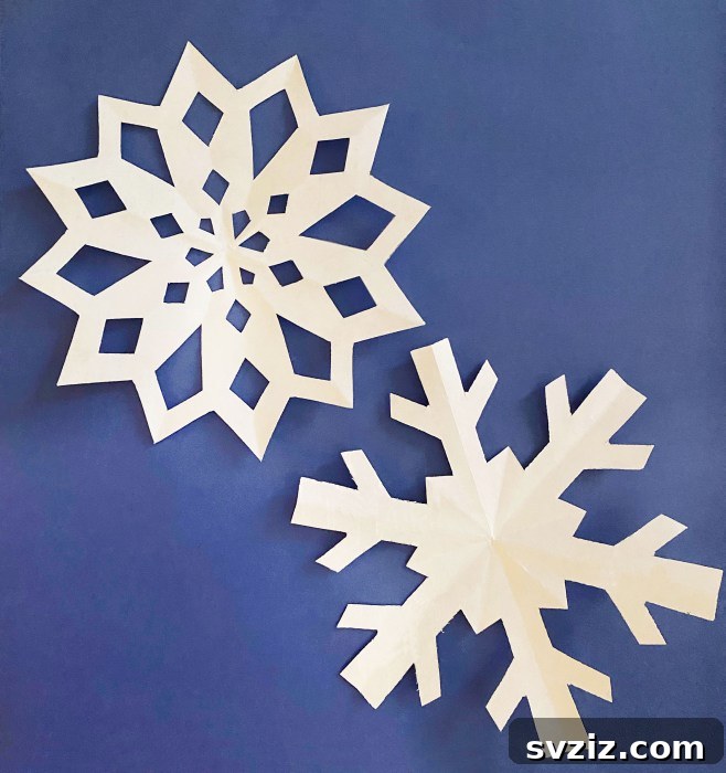 Intricately cut paper snowflake design.
