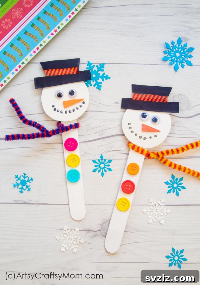 Children's craft: Popsicle stick snowman.