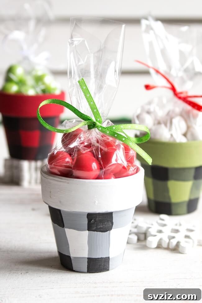 Cozy Winter Creations: 27 Craft Ideas for Grown-Ups 12 Check Painted Pots