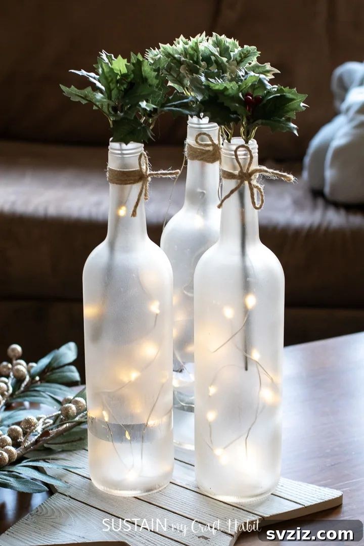 Cozy Winter Creations: 27 Craft Ideas for Grown-Ups 21 Wine Bottle Centerpiece