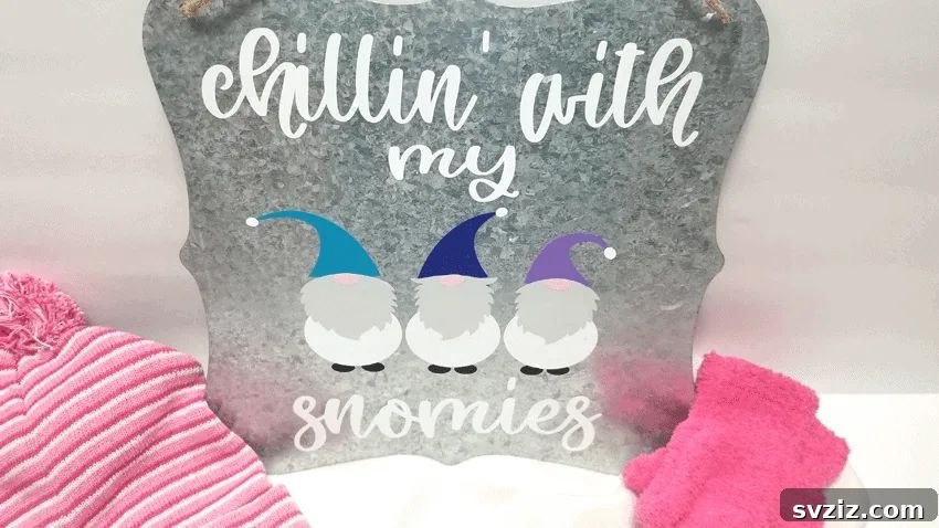Cozy Winter Creations: 27 Craft Ideas for Grown-Ups 23 Metal Winter Gnome Sign