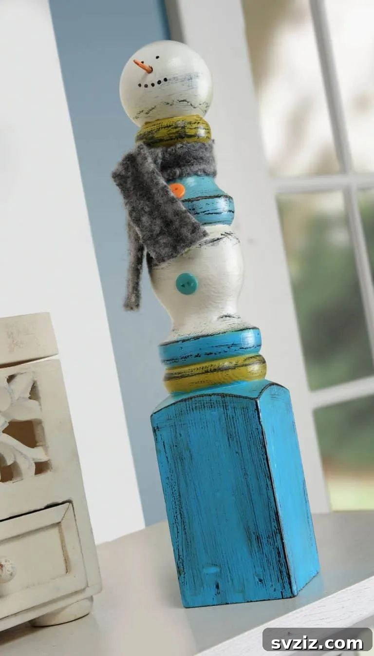 Cozy Winter Creations: 27 Craft Ideas for Grown-Ups 26 Easy Spindle Snowman Craft