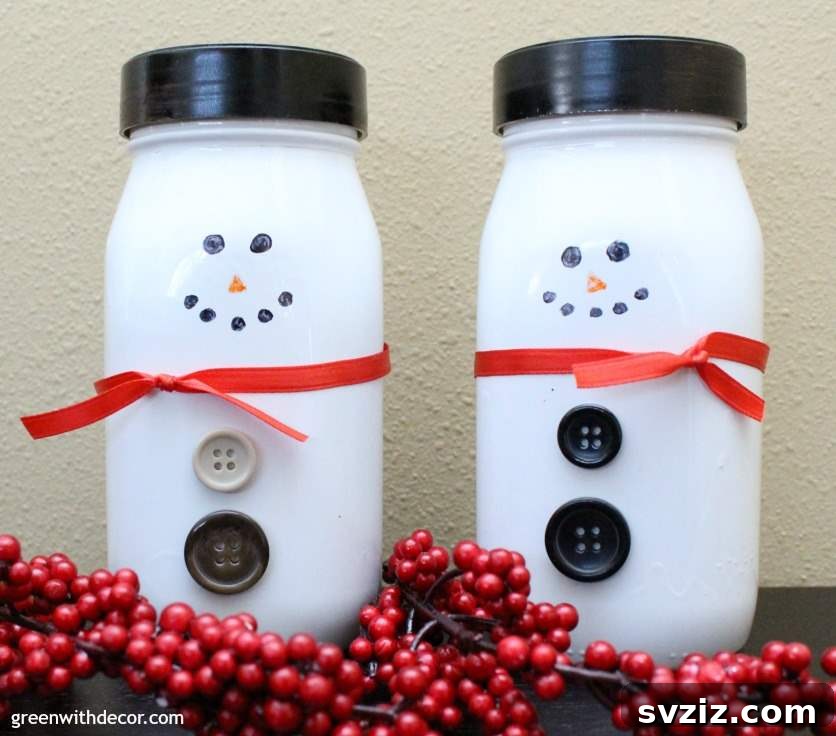 Cozy Winter Creations: 27 Craft Ideas for Grown-Ups 27 Snowmen From Glass Jars
