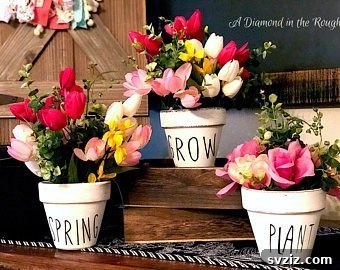 Fresh Farmhouse Spring Decor Ideas 12 Terracotta Pots with Spring Flowers Farmhouse Style