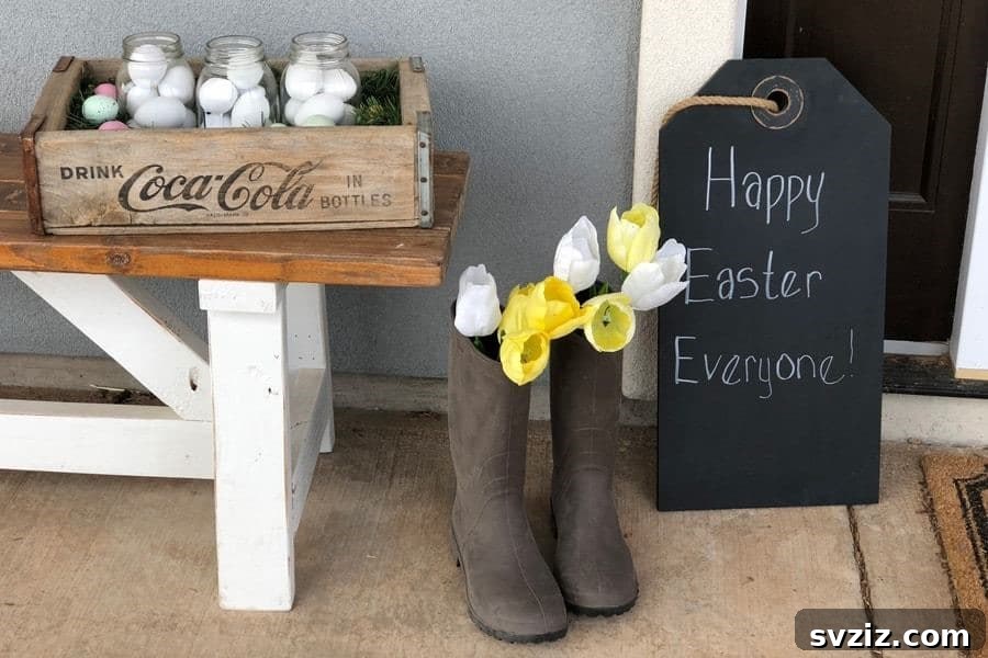 Fresh Farmhouse Spring Decor Ideas 14 Flowers in Farm Boots Spring Porch Decor