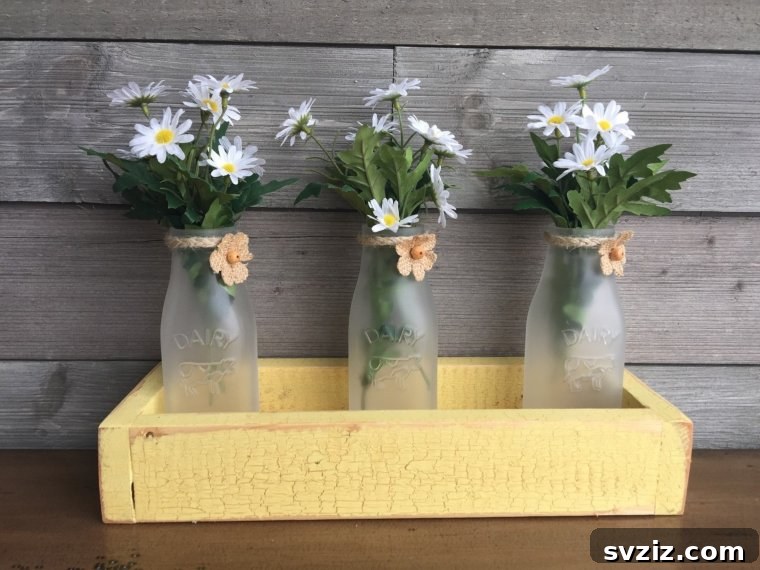 Fresh Farmhouse Spring Decor Ideas 18 Milk Bottles in a Box Spring Centerpiece