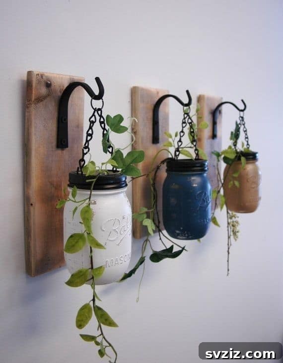 Fresh Farmhouse Spring Decor Ideas 10 Hanging Mason Jars Spring Flower Display