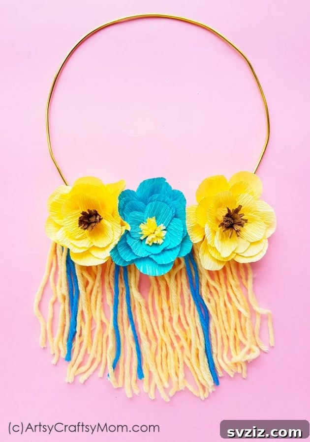 DIY Yarn Floral Wall Hanging