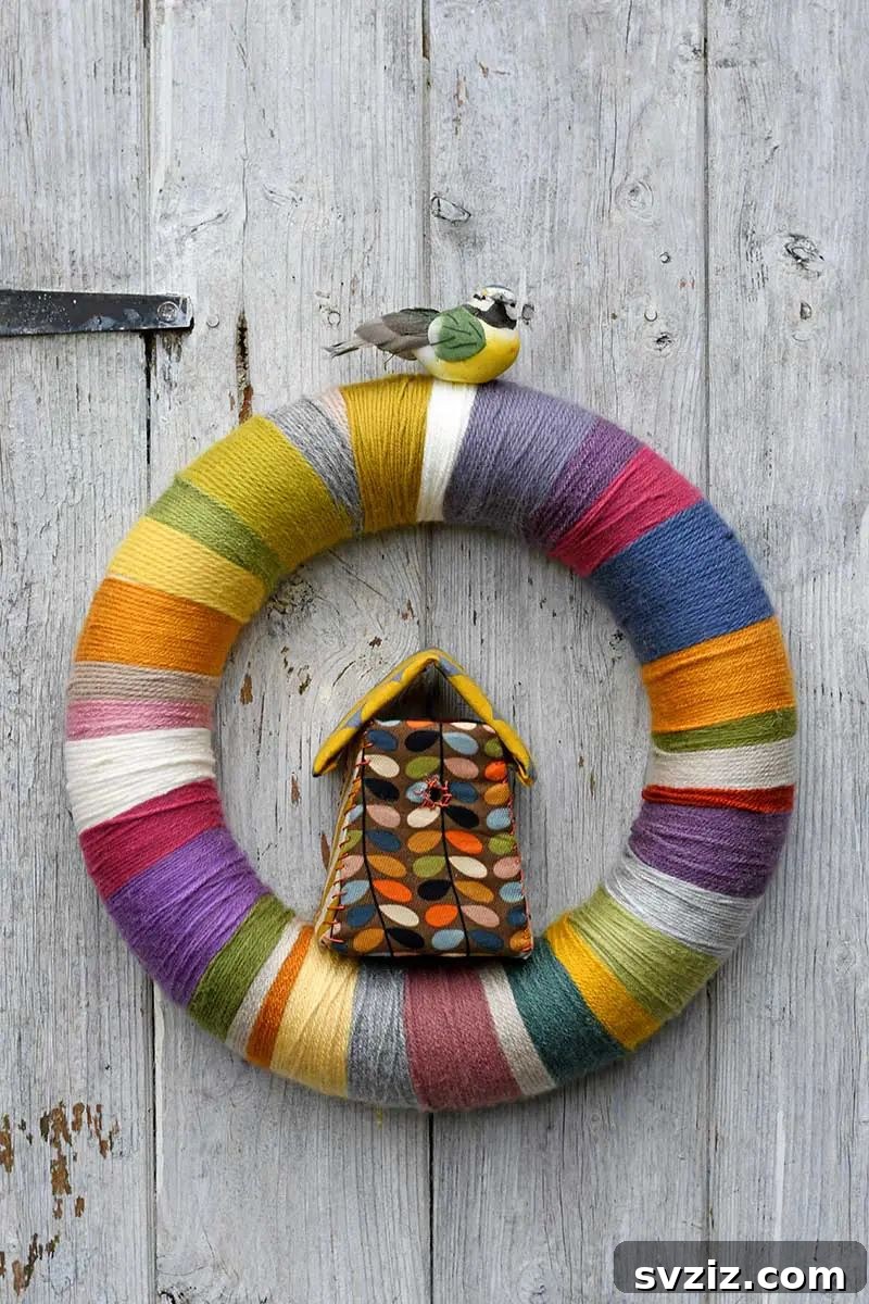 DIY Scrap Yarn Wreath