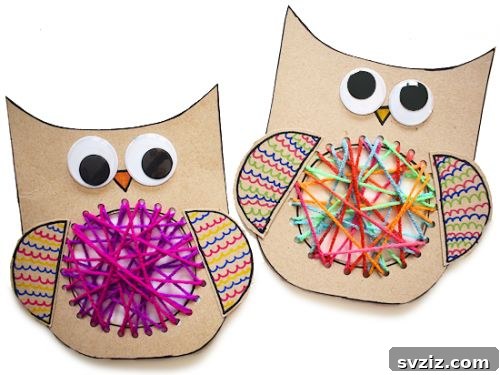 Yarn Lacing Cardboard Owl