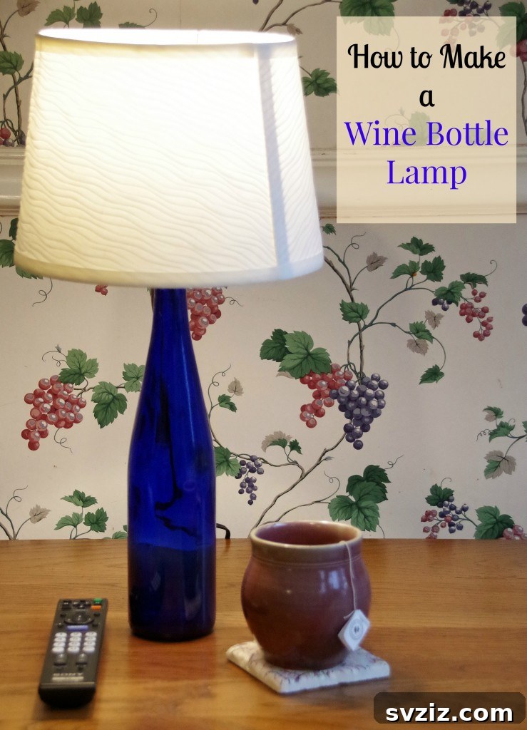 DIY Wine Bottle Lamp with Lampshade