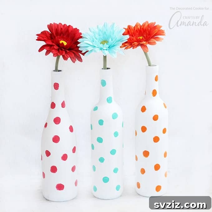 Cheerful Polka Dot Wine Bottle Vase