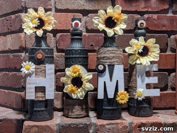Decorative Farmhouse Upcycled Wine Bottles