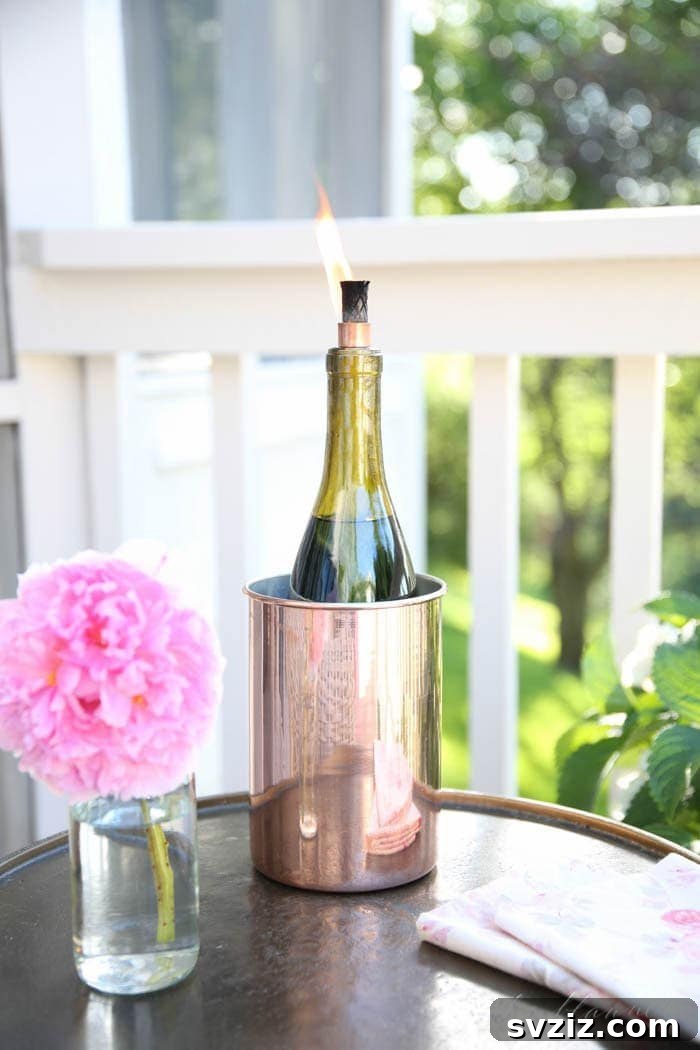 DIY Wine Bottle Tiki Torch for Outdoor Lighting