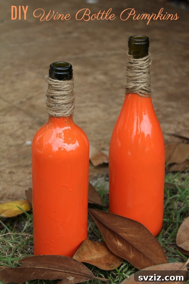 DIY Wine Bottle Pumpkin Decor