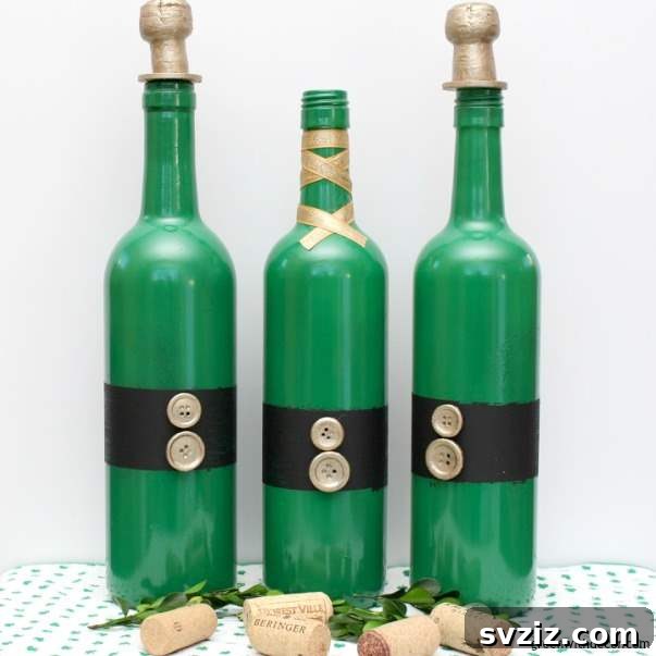 DIY St. Patrick’s Day Wine Bottle Decor