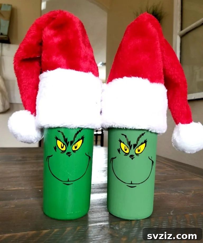 DIY Grinch Wine Bottle Christmas Decor