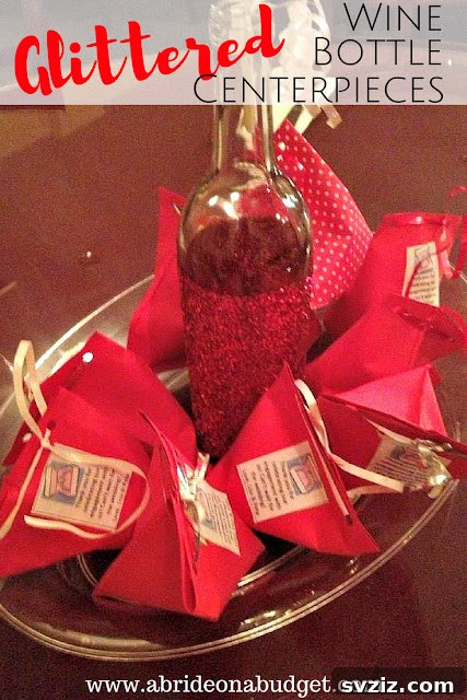 Sparkling Glitter Wine Bottle Centerpiece