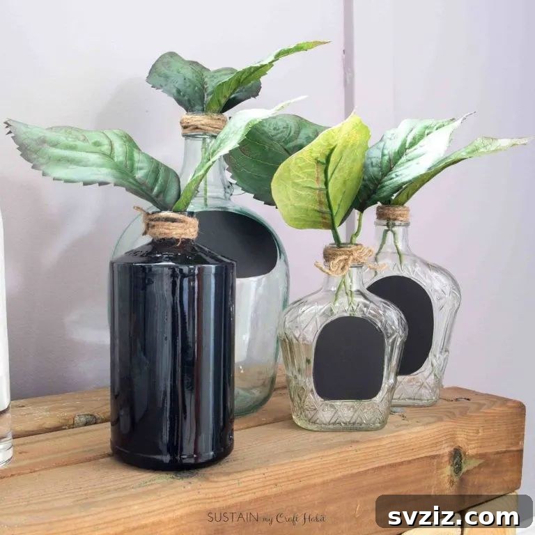 Repurposed Wine Bottles as Vases