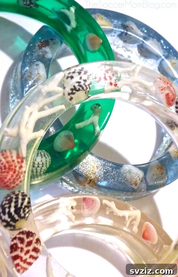 Seashell Decor: Craft Your Own Coastal Oasis 24 DIY Coral And Shell Resin Bangle