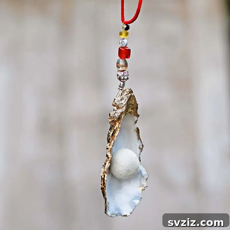 Seashell Decor: Craft Your Own Coastal Oasis 10 Glam Clam or Oyster Shell Christmas Ornament