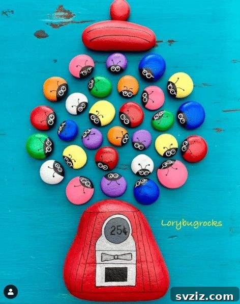 Tiny Treasures: 41 Adorable Rock Painting Ideas 39 Vibrant Rainbow Colored Ladybugs, a creative twist on a classic.