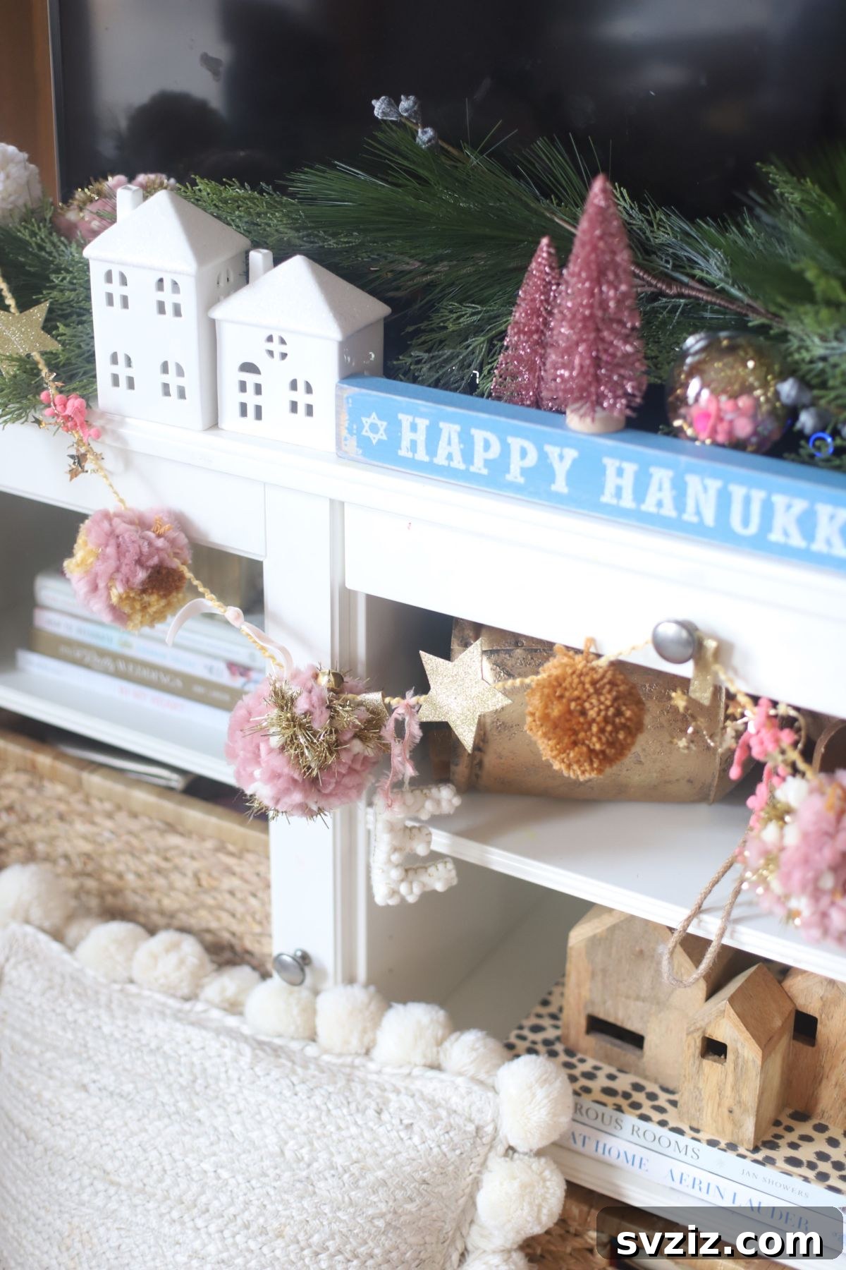 Dazzling Christmas Decor Ideas to Transform Your Home 5 DIY Pompom Garland Christmas Decoration