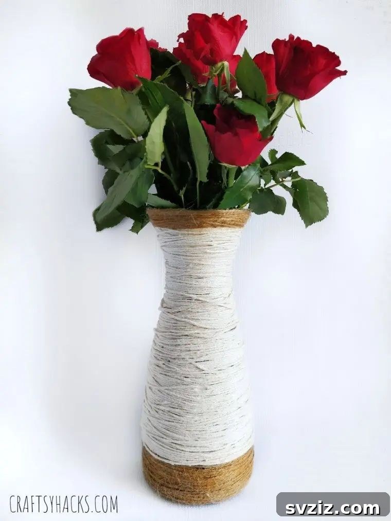 Yarn Wrapped DIY Glass Vase