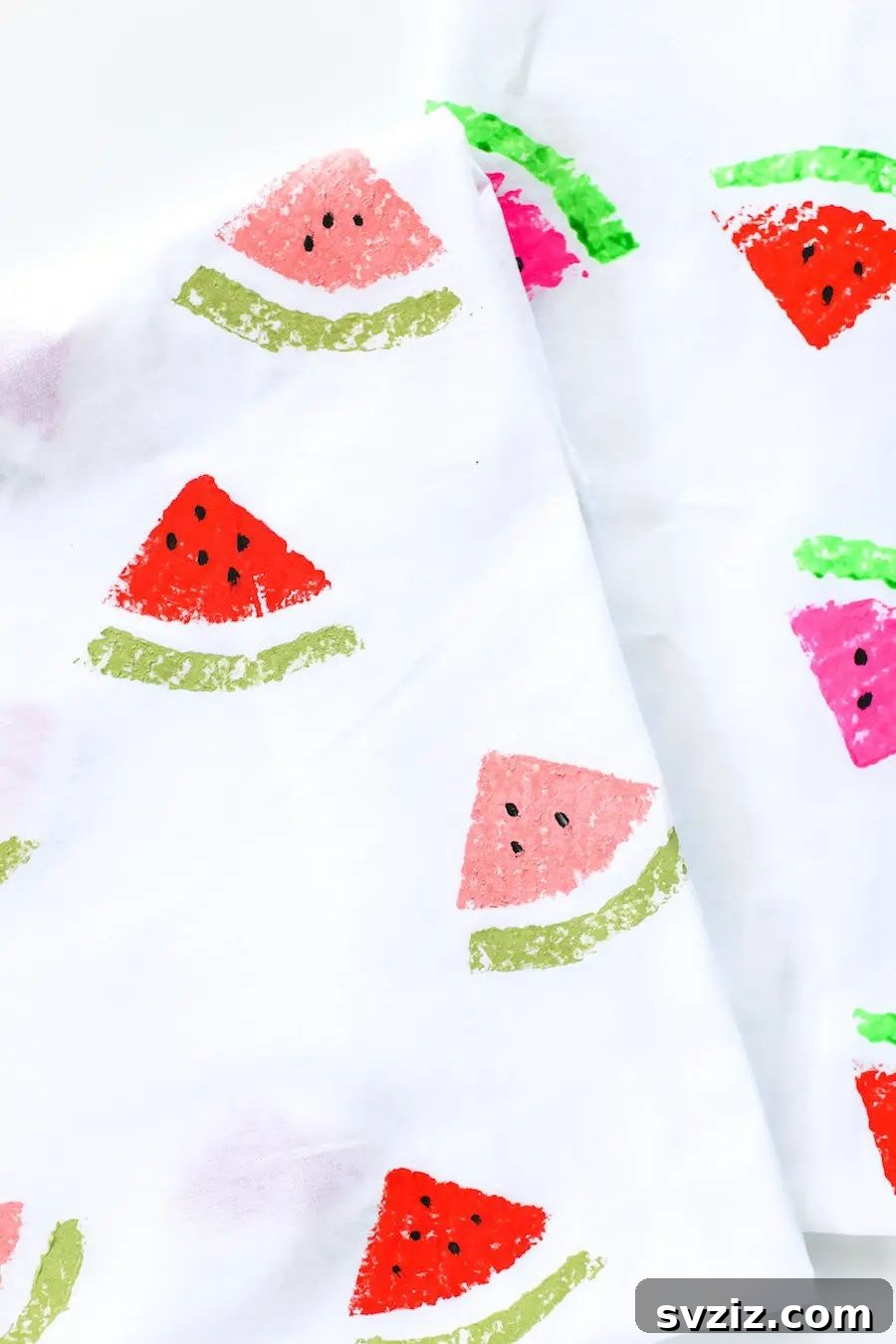 Watermelon Sponge-Stamped Tea Towels