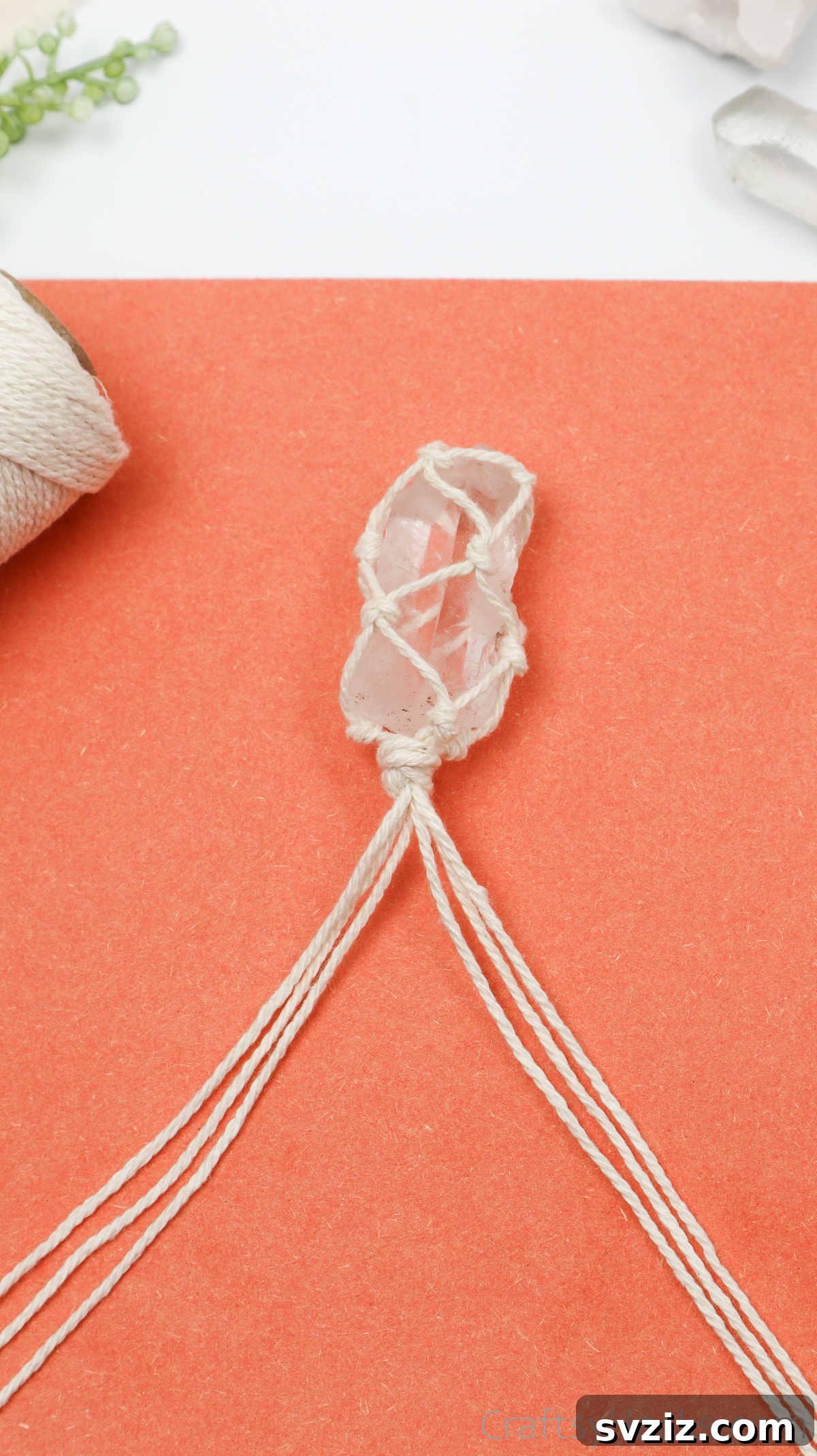 Simple Stone Necklace DIY Guide 38 The six cords divided into two sections of three, laid out for braiding the necklace chain