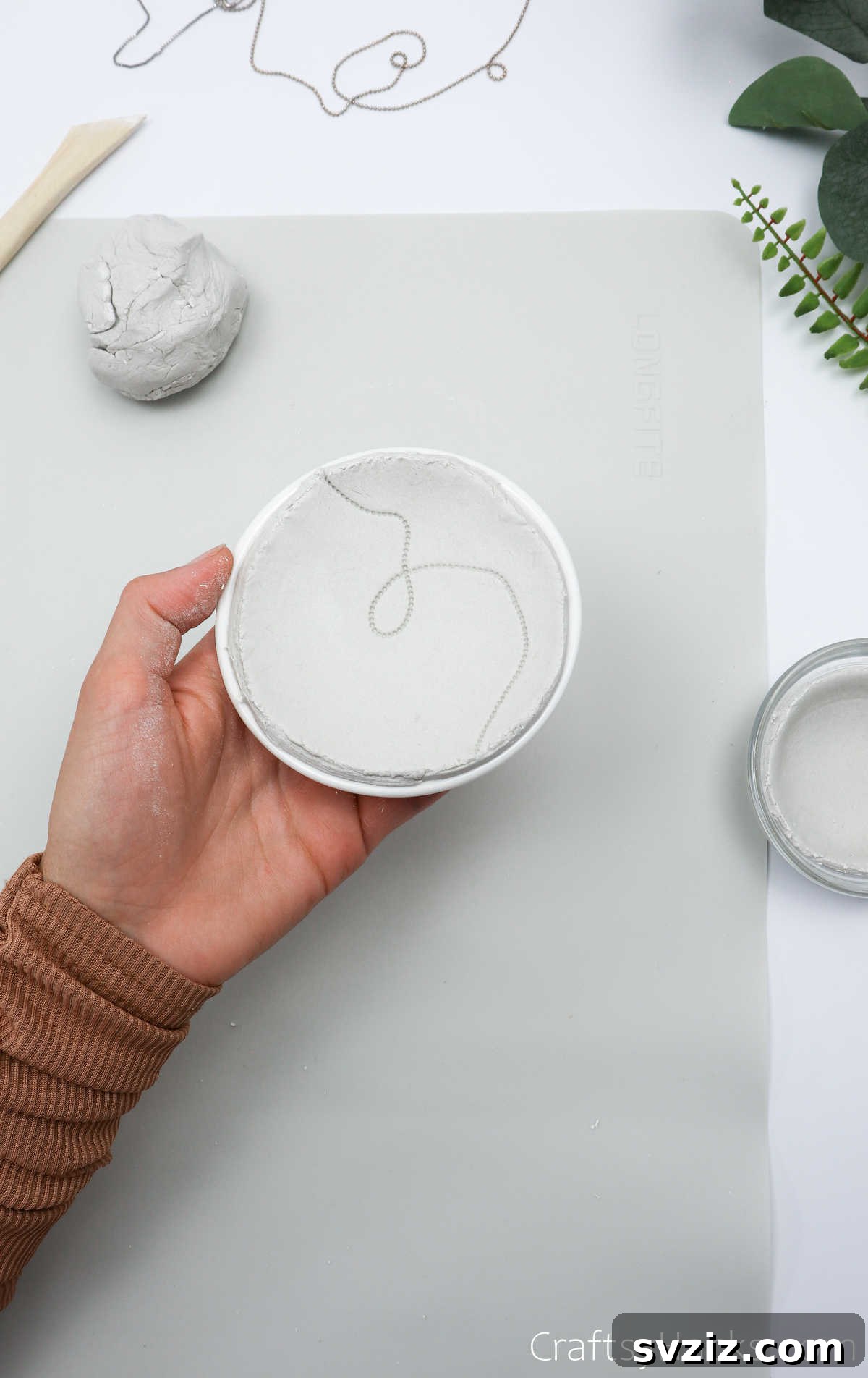 Havayla Kuruyan Kilden Kendin Yap Takı Kaseleri 23 Smoothly molded patterned clay bowl
