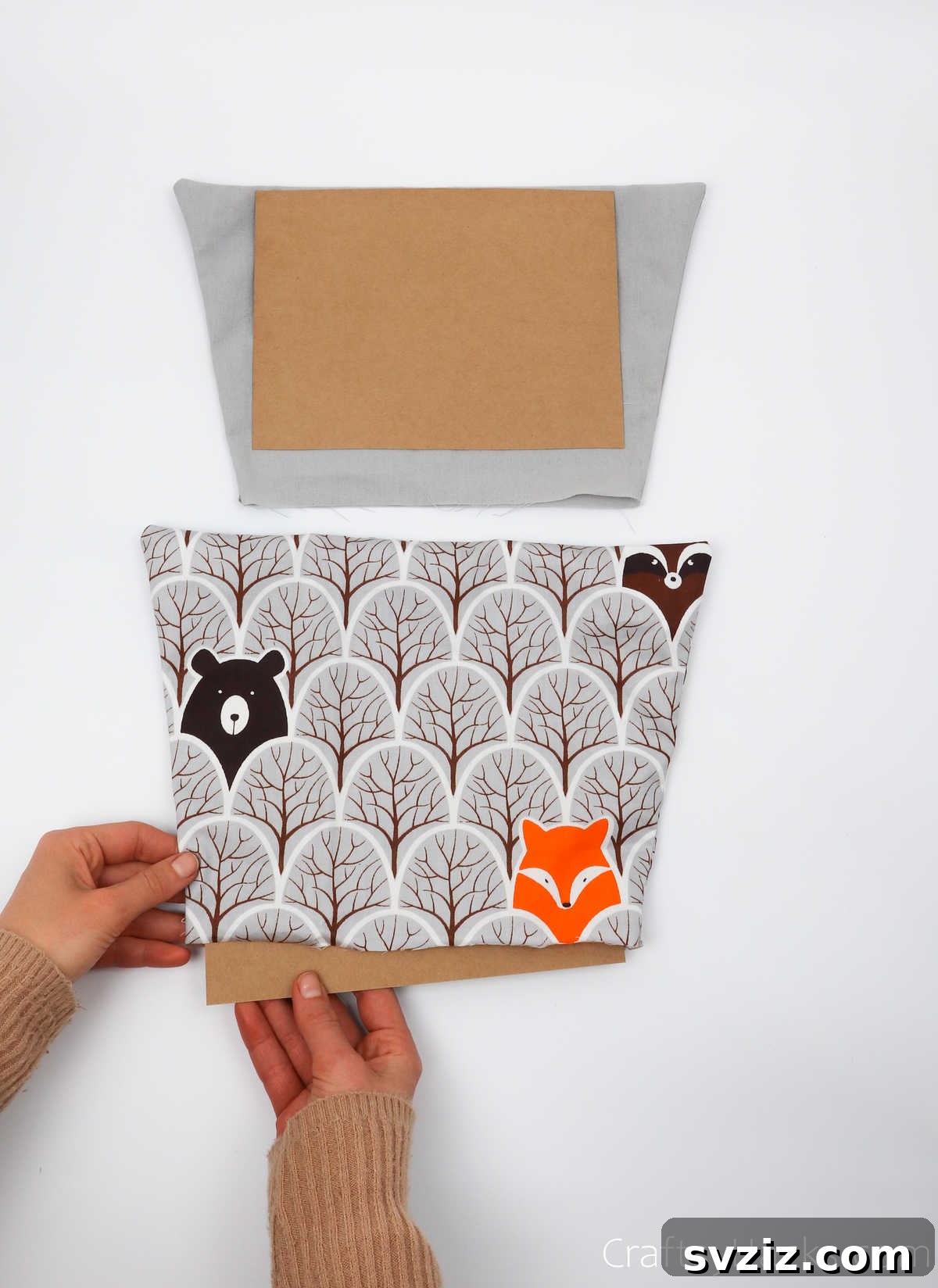 Design Your Own Mail Sorting Solution 13 Inserting cardboard into the fabric pocket