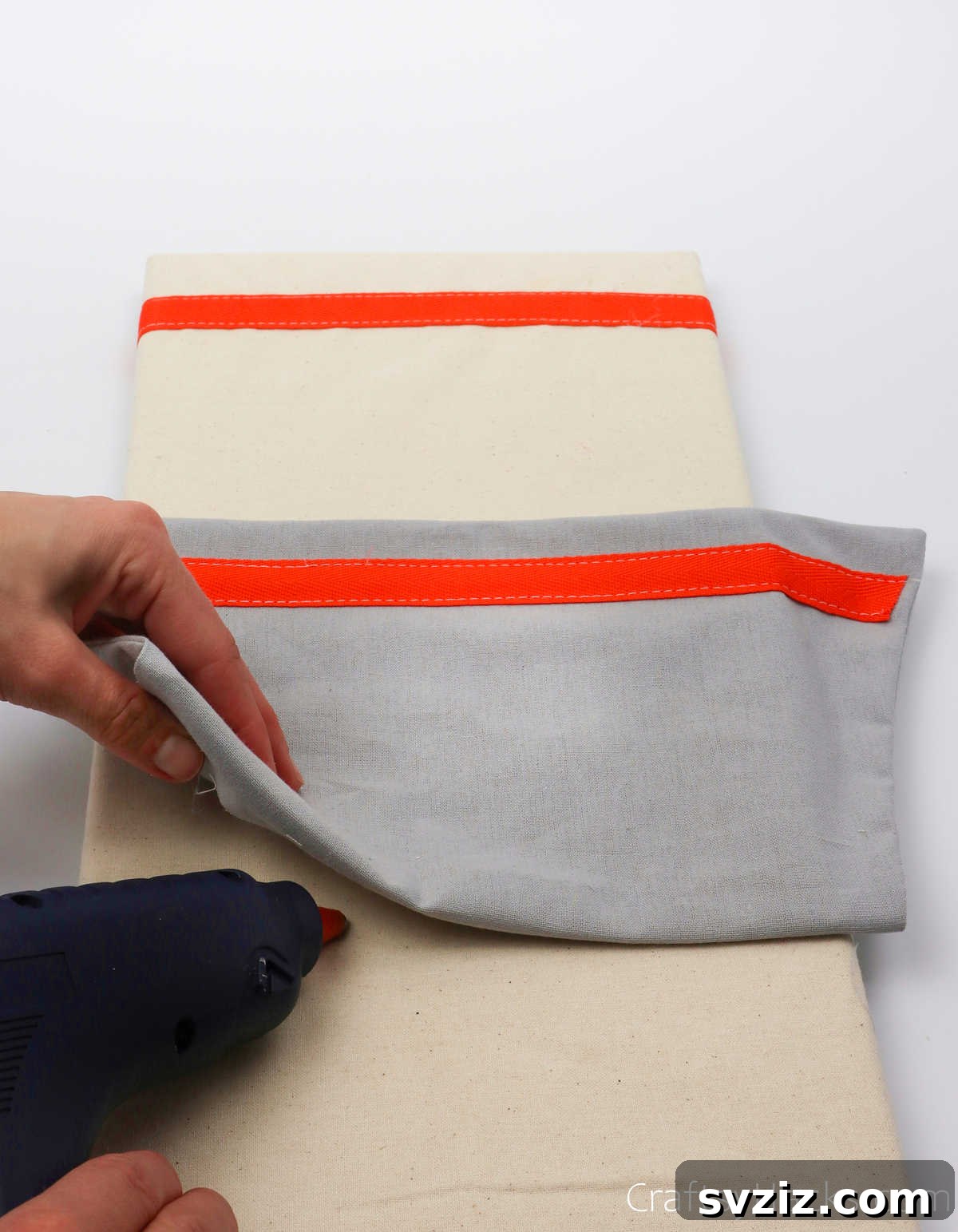 Design Your Own Mail Sorting Solution 30 Gluing down the top pocket onto the canvas