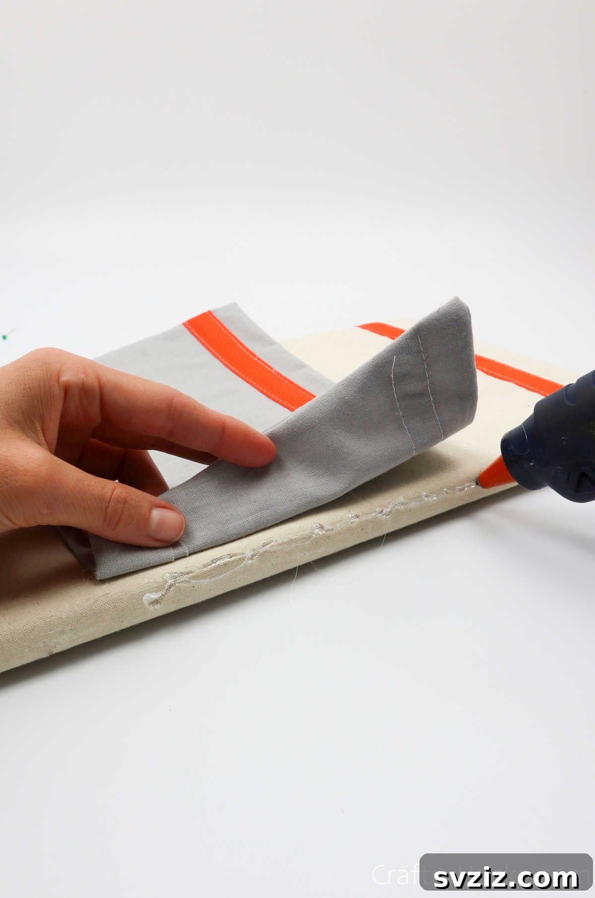 Design Your Own Mail Sorting Solution 32 Gluing the second side of the top pocket onto the canvas