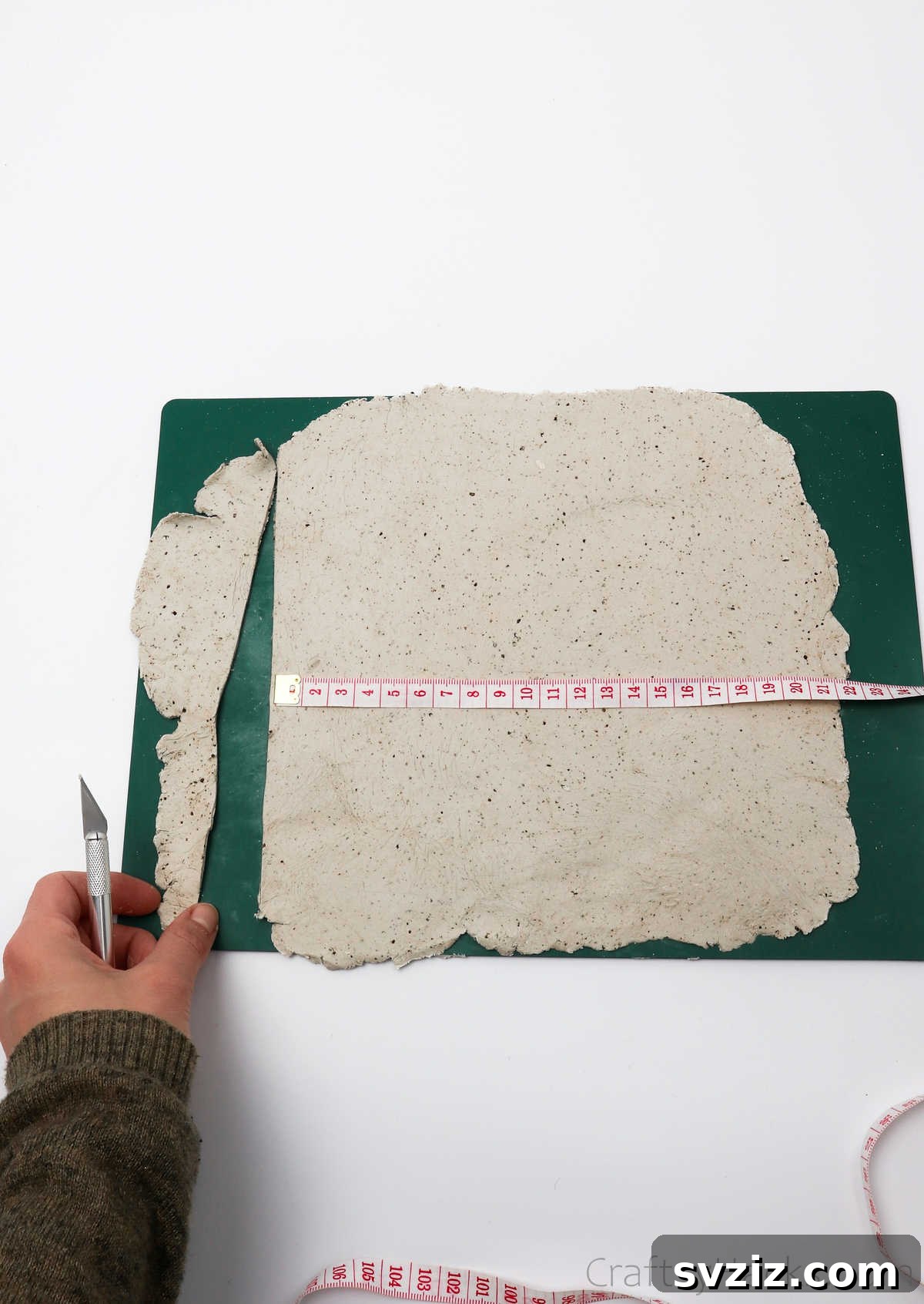 Cutting Air Dry Clay to Bottle Dimensions