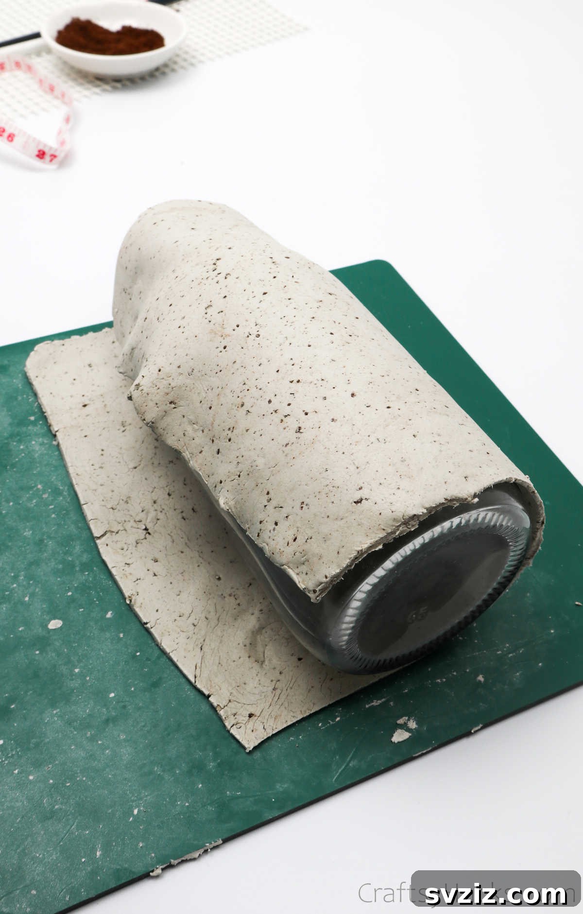 Wrapping Glass Bottle with Air Dry Clay