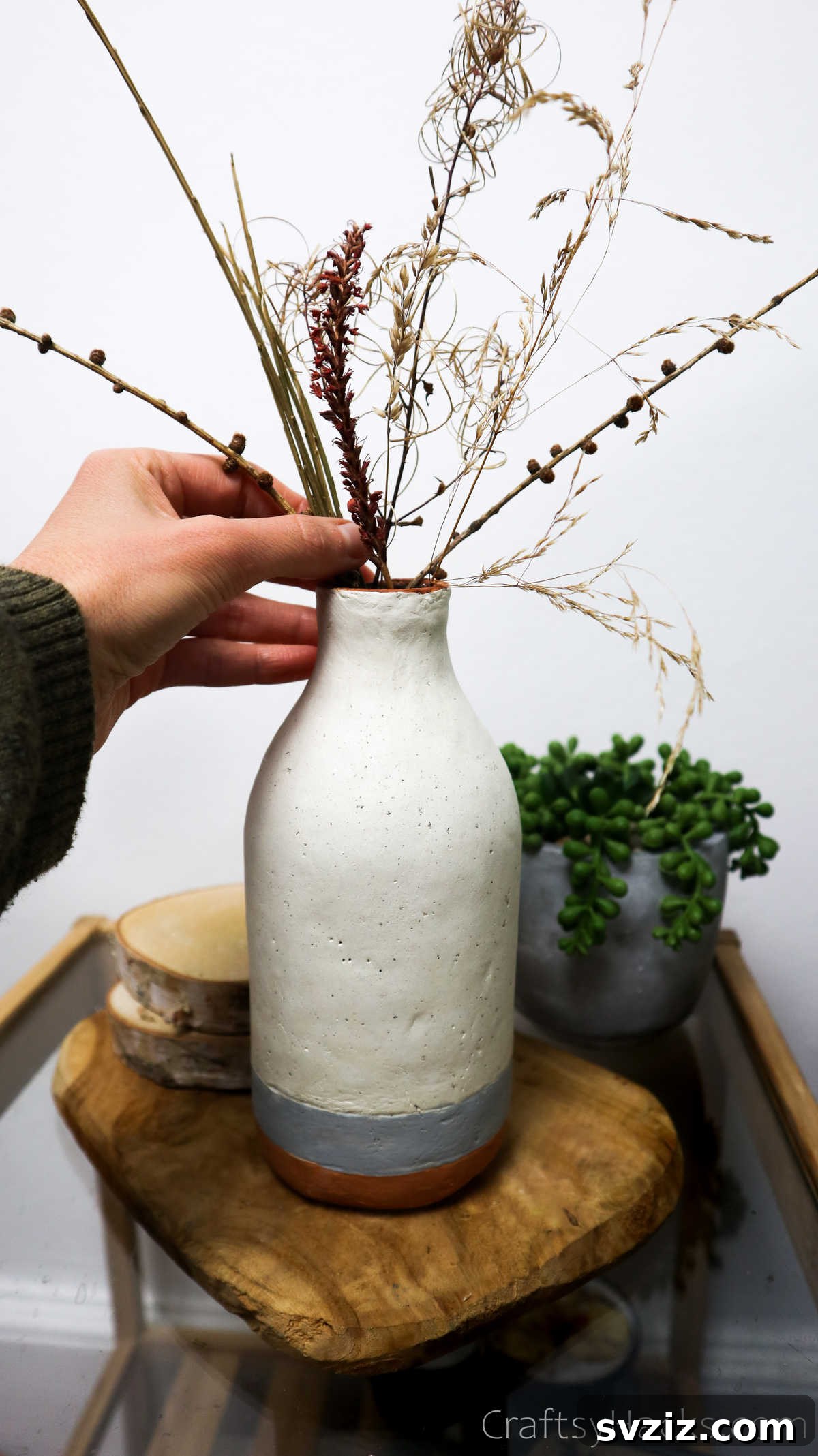 Adding Dried Flowers to a Finished Clay Vase