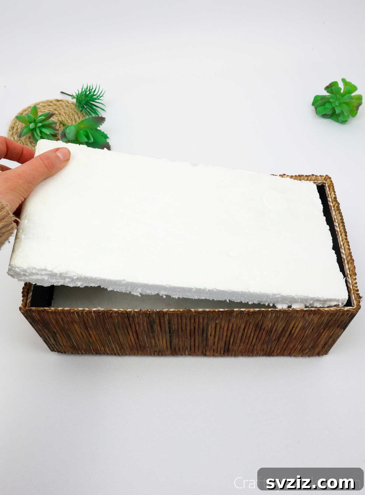 Boho Succulent Bliss: Your DIY Planter Guide 20 putting styrofoam in box