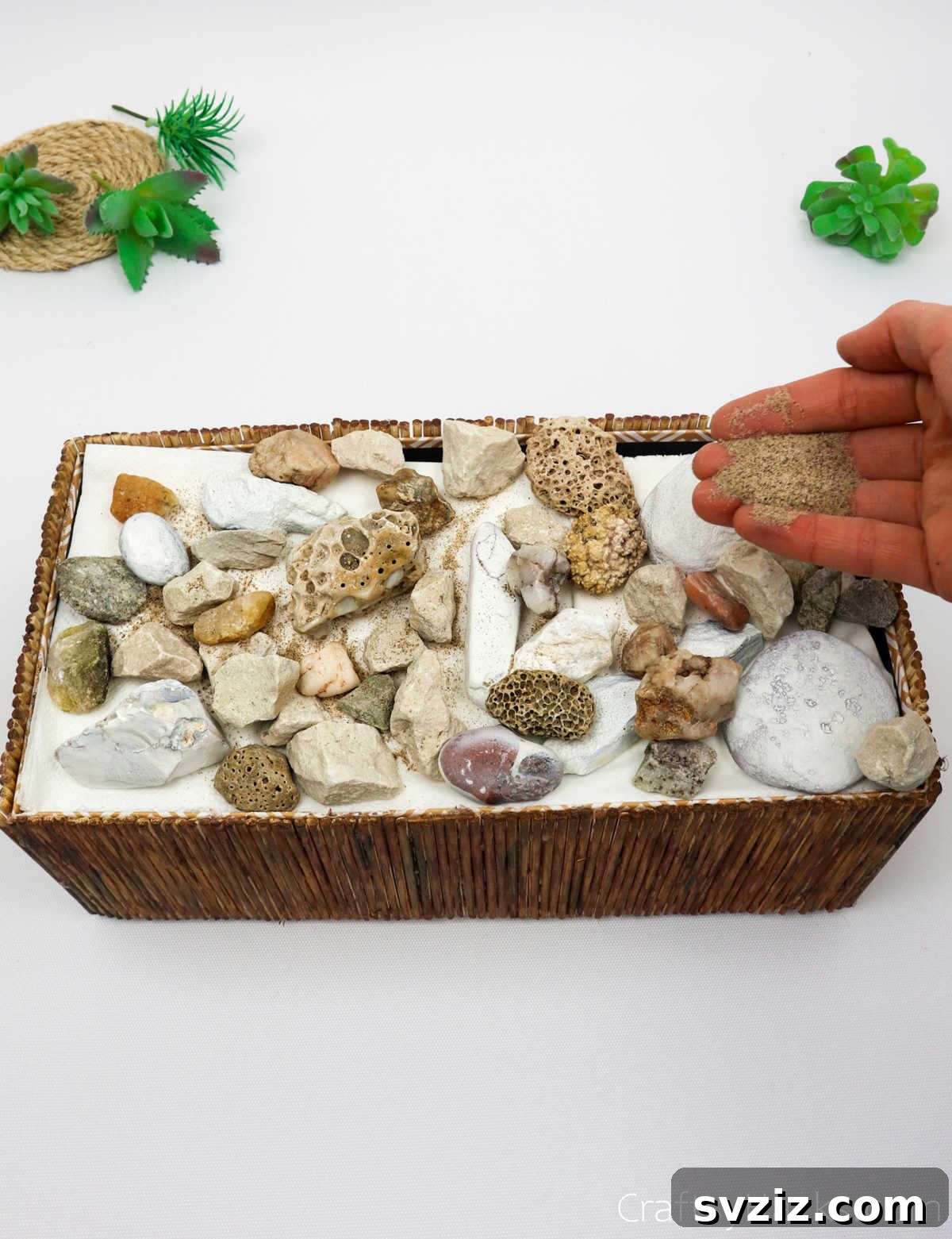 Boho Succulent Bliss: Your DIY Planter Guide 23 adding sand to box