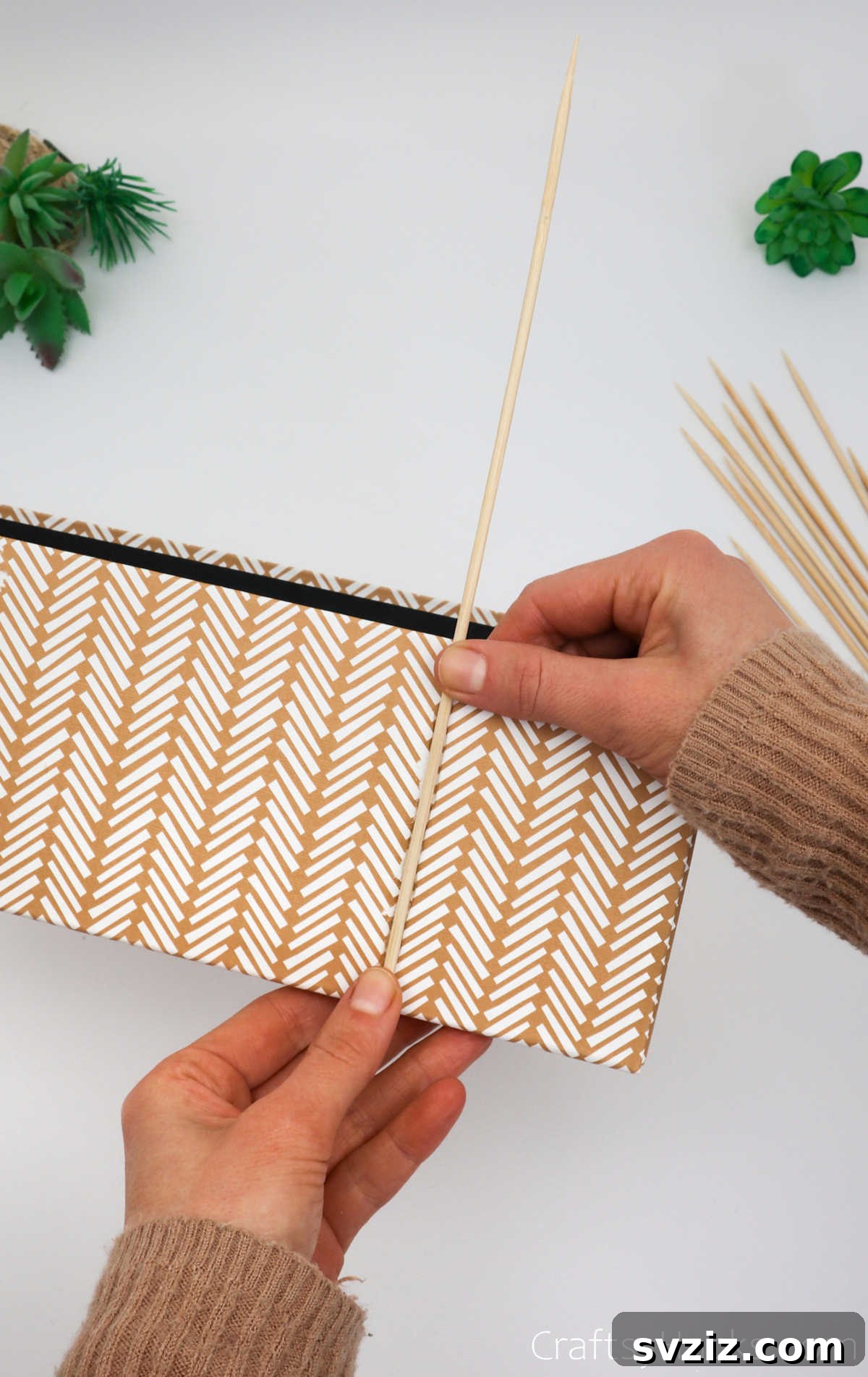 Boho Succulent Bliss: Your DIY Planter Guide 7 glueing stick to board