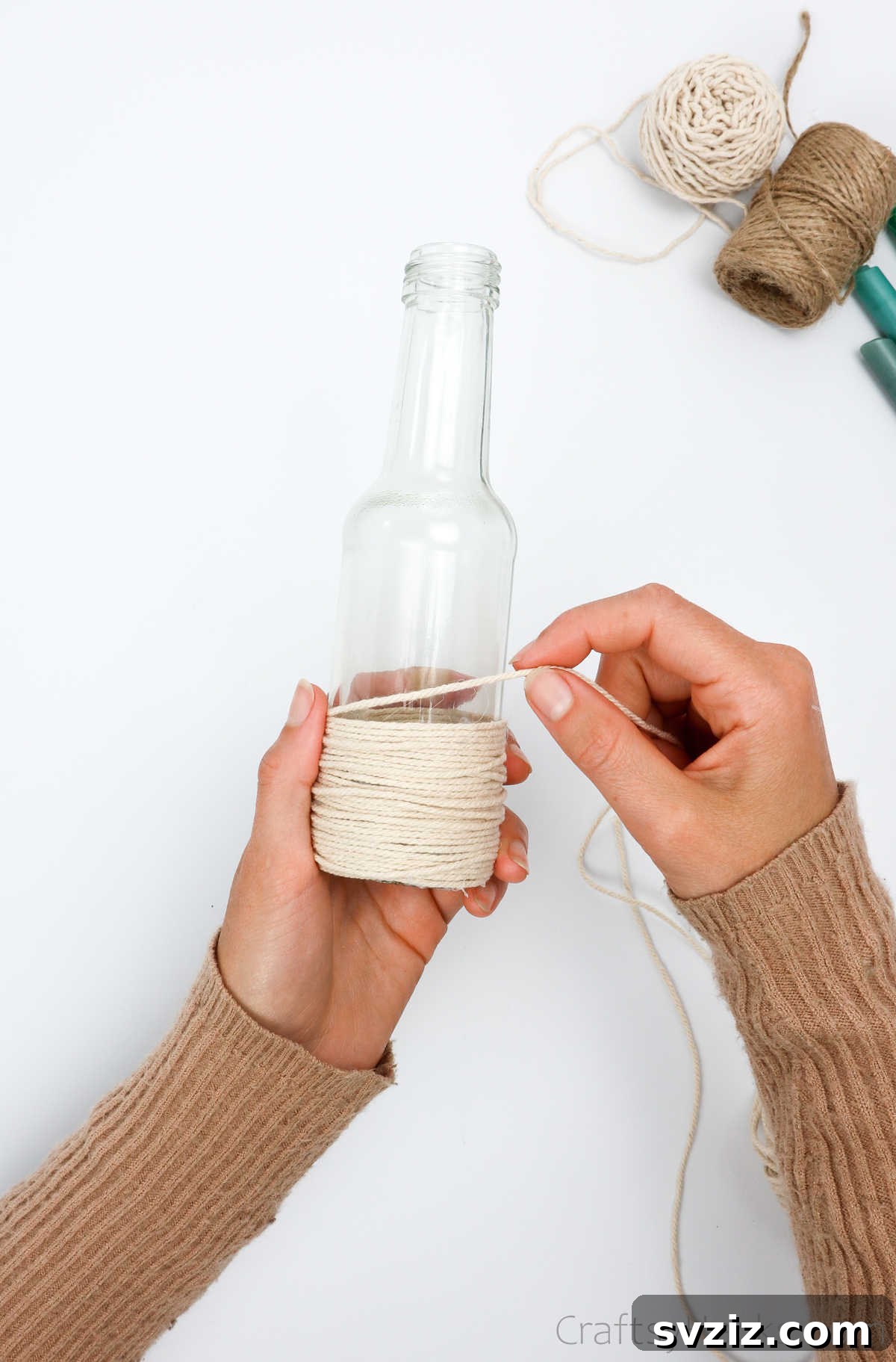 Continuous Wrapping of String Up the Bottle