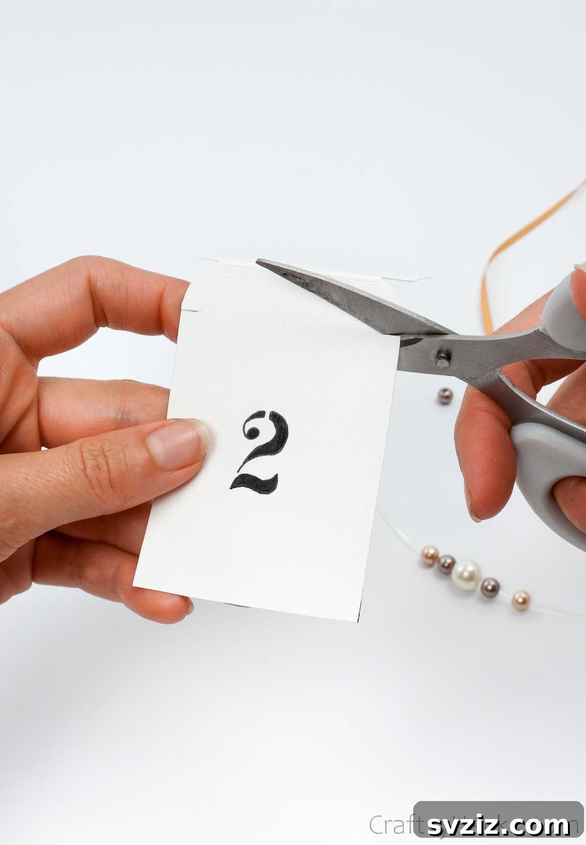 Attaching Pearl Beads to a Table Number Card