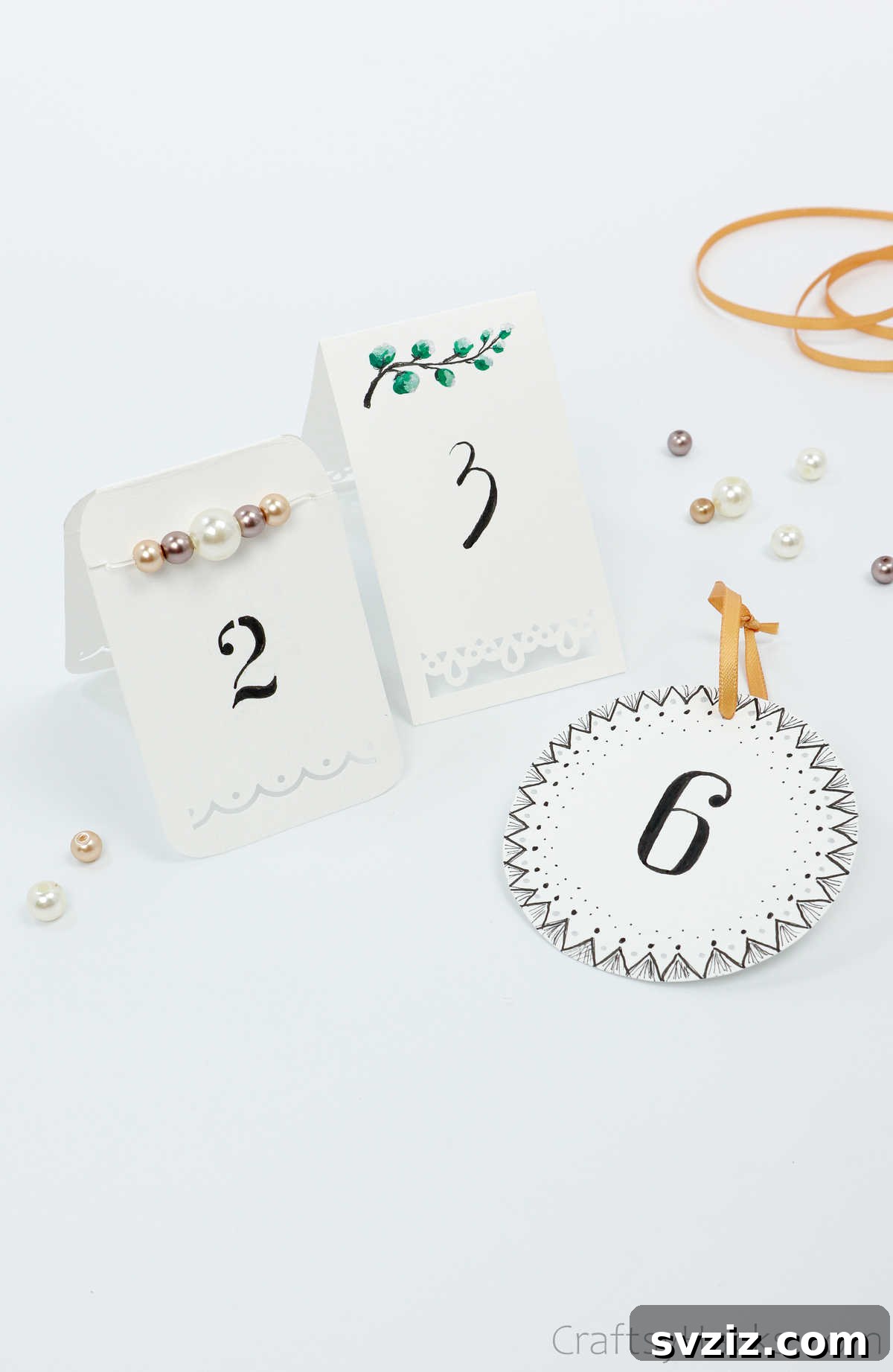 Decorative Circular Table Card with Ribbon