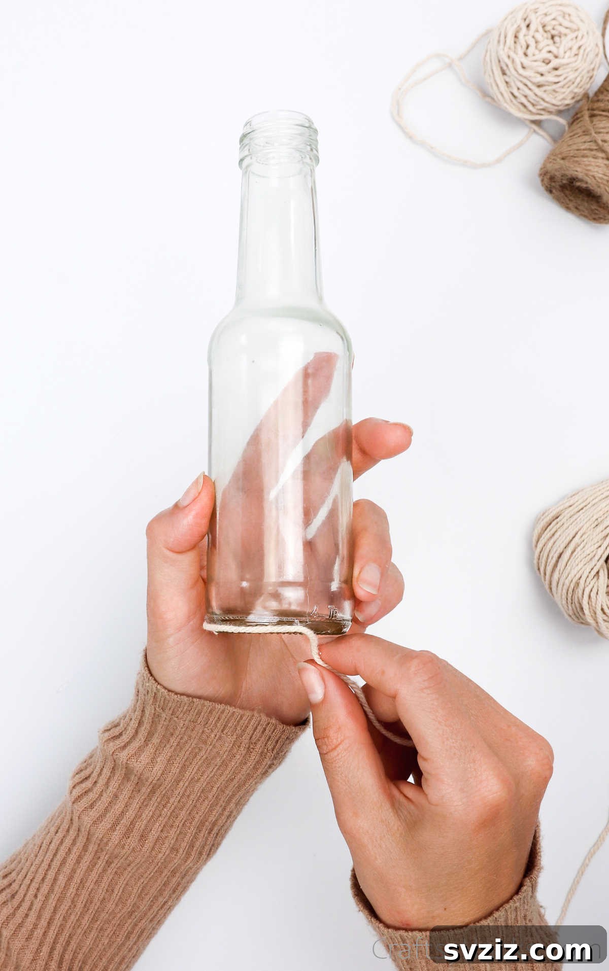 Securing Cotton Cord to the Bottle Base with Glue