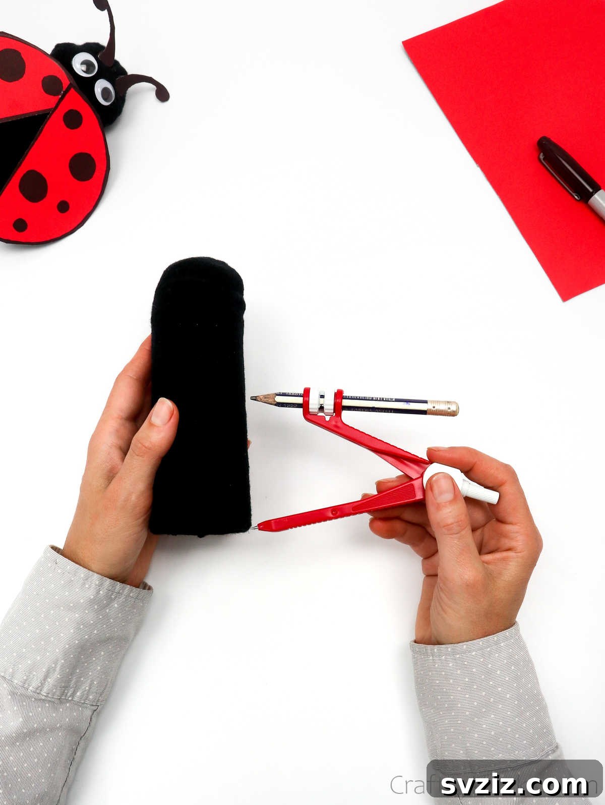 DIY Cardboard Tube Ladybugs 12 tracing on sock