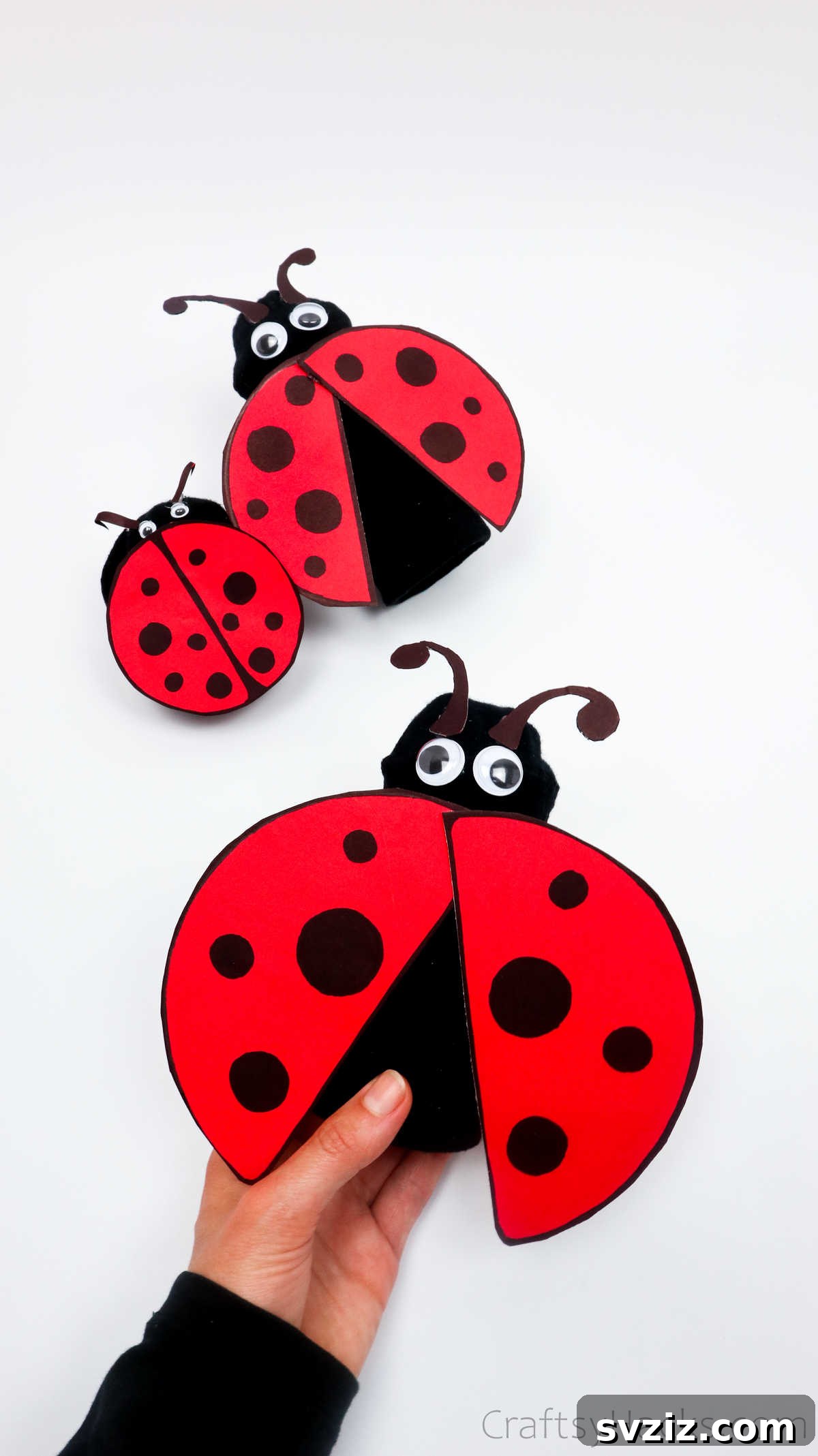 DIY Cardboard Tube Ladybugs 4 holding ladybug craft
