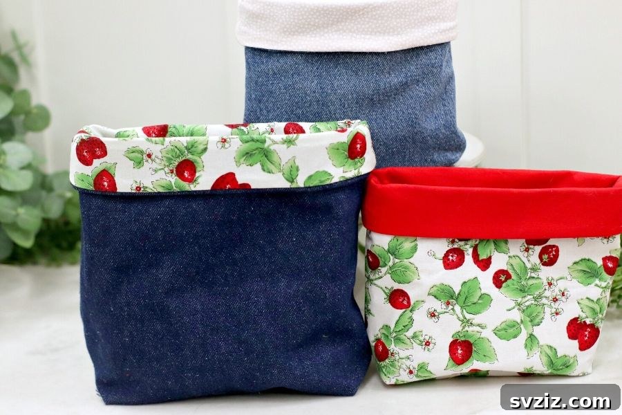 47 Clever Upcycling Hacks for Effortless Home Transformations 4 Denim Storage Bins