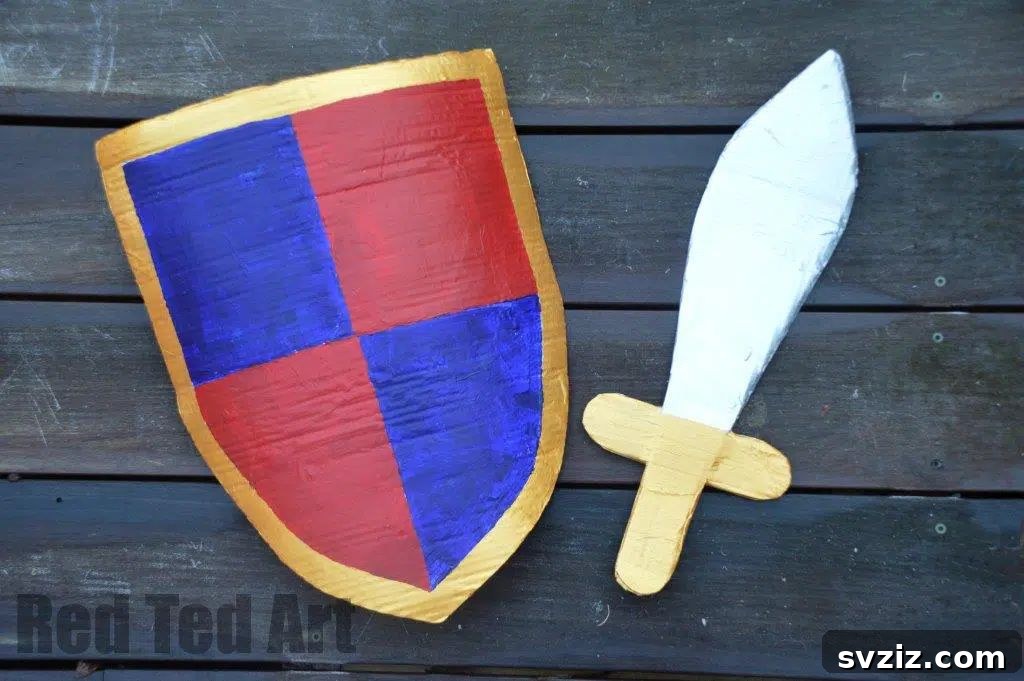 40+ Fun Cardboard Crafts for the Whole Family 38 DIY Cardboard Knight's Shield Craft