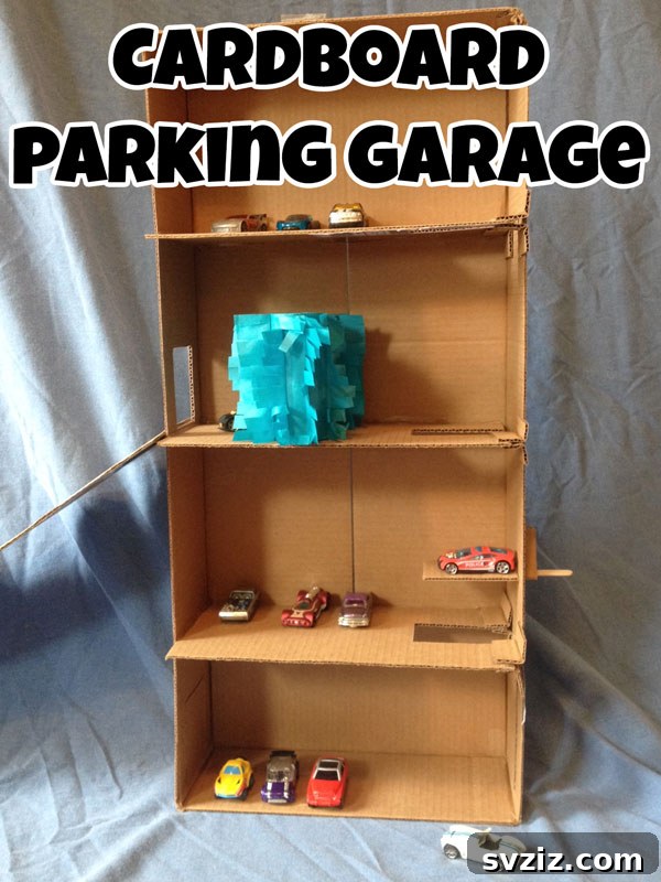 40+ Fun Cardboard Crafts for the Whole Family 43 DIY Cardboard Parking Garage for Toy Cars